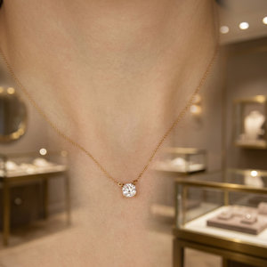 Collar de Compromiso Elegante Vintage de Plata de Ley 925 con Moissanita Brillante Chapada en Oro/Plata/Oro Rosa para Mujer, Marca Tishya Diamond - Product Image 3