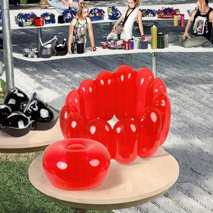 Canapé gonflable rouge transparent - Design style <span class=keywords><strong>Viya</strong></span> - Siège pliable - Idéal pour les loisirs en famille en plein air - Product Image 2