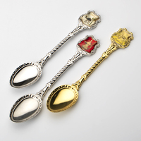 Cuillère souvenir personnalisée en métal, or et argent Cuillères commémoratives vintage antiques de renommée mondiale pour le tourisme national de New York et de Thaïlande