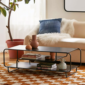 Modern Entryway <strong>Console</strong> <strong>Table</strong> with <strong>Slim</strong> Metal Tube Frame Round Corner Display Rack Shelf for Living Room Sofa <strong>Table</strong> - Product Image 2