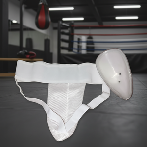 EVI-24-A2545 High Quality Custom Logo Polyester White Men's <b>Groin</b> Guard for Martial Arts Kick Boxing Crotch <b>Protector</b> - Product Image 3
