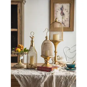 European and American hot -selling home candle bird cage iron candles golden candlesticks decoration