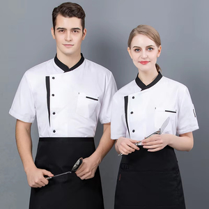 Verano Chef uniforme cocina Hotel café cocina ropa de trabajo camisa de <span class=keywords><strong>manga</strong></span> corta Catering cocinero chaqueta Tops para hombre mujer - Product Image 5