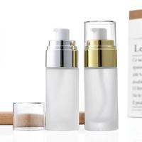 Flacon en verre rond transparent givré pour sérum et hydratant capillaire avec pompe pulvérisatrice et impression sérigraphique, emballage cosmétique