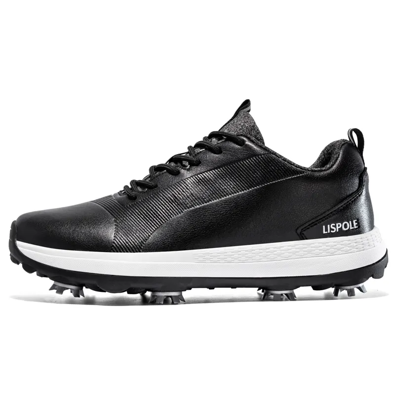 Sapato profissional masculino, calçado esportivo impermeável sem pinos antiderrapante e resistente ao desgaste para golfe