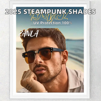 2025 nouvelle tendance classique carré demi épais cadre Steampunk lunettes de soleil pour hommes UV400 lentilles optiques haute qualité Vintage nuances