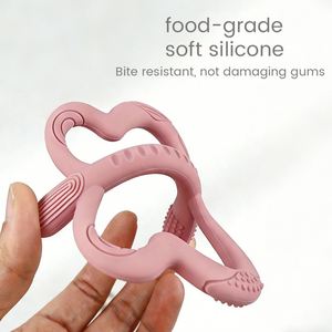 Anneau de dentition personnalisé en silicone de qualité alimentaire pour bébé, forme papillon, sans BPA, jouet de dentition pour nouveau-nés, soulagement des douleurs gingivales des nourrissons - Product Image 2