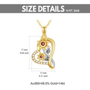 Collier Cœur Tournesol en Or Massif 14K Plaqué Rhodium pour Femme, Or Blanc/Jaune, Moissanite, Bijou Tendance pour Anniversaire - Product Image 3