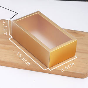 Caja de cajón dorada esmerilado transparente PVC manga ventana papel pastel panadería galleta pastelería cajón cajas con 2 4 6 divisores - Product Image 5