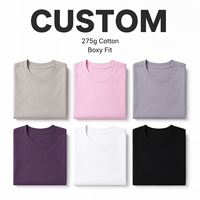 T-shirts imprimés en coton 100% 275 GSM pour hommes, coupe ample et carrée, col rond, manches courtes, style streetwear, impression DTF, vente en gros