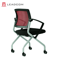 Chaise de conférence mobile LEADCOM LS-542A, empilable, avec coussin en tissu et roulettes, pour salle de réunion