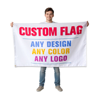 Drapeaux personnalisés imprimés recto-verso, résistants à la décoloration, lavables, 3x5 pieds, pour la publicité promotionnelle, les événements en plein air, avec logo.