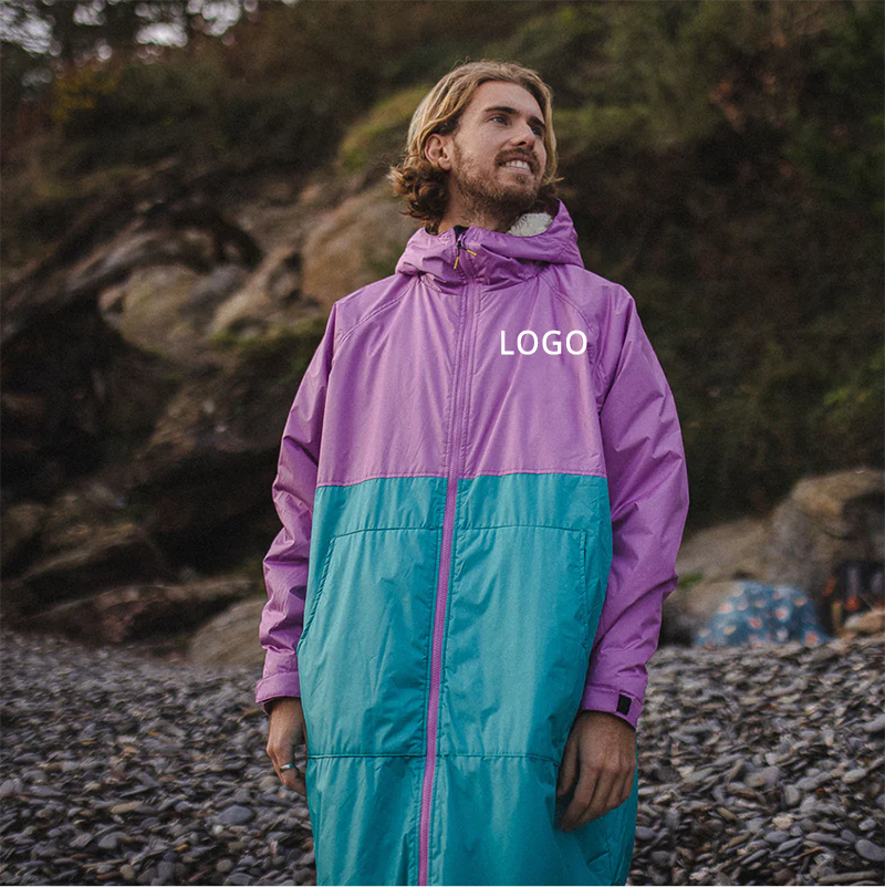 Халат-пончо с длинным рукавом и логотипом на заказ, водонепроницаемое быстросохнущее уличное пальто для взрослых, сменный халат для серфинга