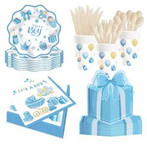 ชุดอุปกรณ์ตกแต่งงานเลี้ยงเปิดเผยเพศลูกน้อย DAMAI สำหรับทีมเด็กชาย จานกระดาษ ผ้าเช็ดปาก ของใช้บนโต๊ะอาหารแบบใช้แล้วทิ้งสำหรับงานเลี้ยงฉลองทารก สำหรับแขก 8 ท่าน - Product Image 2