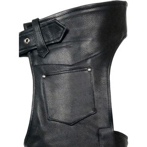 Chaps de moto 2025 en cuir noir de qualité supérieure pour hommes ML1115 avec poche à monnaie avant - Product Image 6