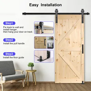 Factory Price Top Mount Heavy Duty Stainless Steel Wheel Track Single Sliding Glass Barn Door Hardware Kit