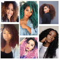 Extensions de cheveux synthétiques 14 pouces, boucles afro crépues, tresses au crochet, mèches de cheveux à tresser ombrées gris rose blond vert