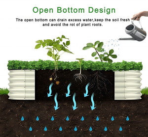 Mobilier de jardin Lit de jardin <span class=keywords><strong>sur</strong></span>élevé de 17 ''de haut Revêtement aluzinc Boîte à fleurs en métal pour légumes à racines profondes Pots de fleurs - Product Image 5