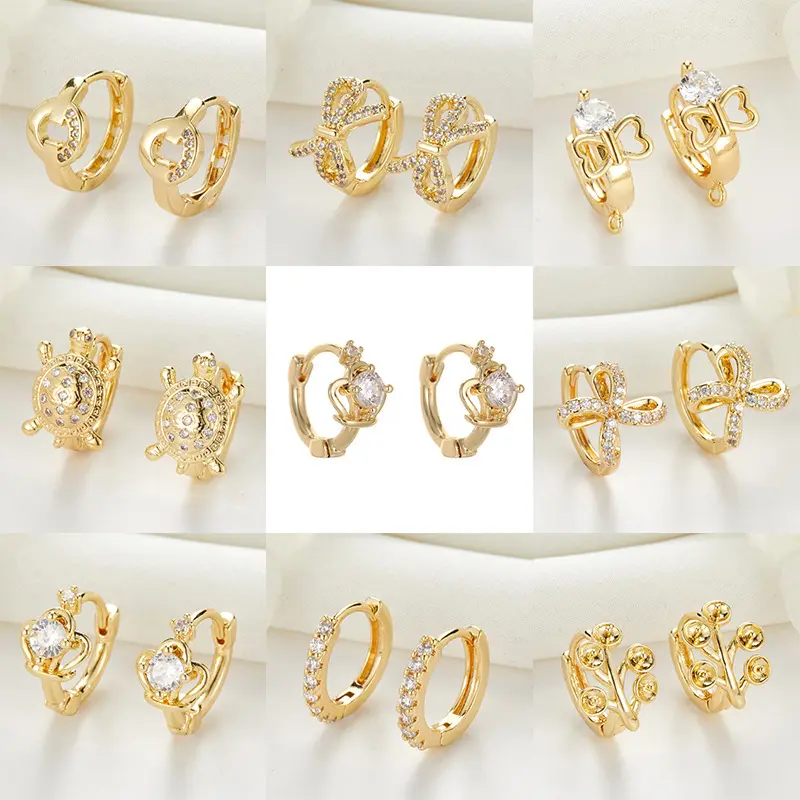 S925 Earrings Unique Design Colorful Zircon Small Rose Gold Huggie Earrings For Women