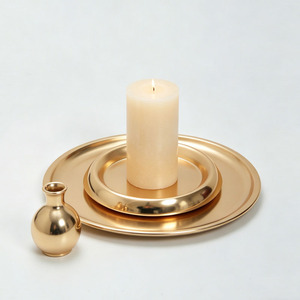 Plateau anti-gouttes pour bougies, porte-bougie en métal pour bougies piliers, pour intérieur/extérieur, <span class=keywords><strong>cheminée</strong></span>, décoration <span class=keywords><strong>de</strong></span> chambre et <span class=keywords><strong>de</strong></span> salon - Product Image 1