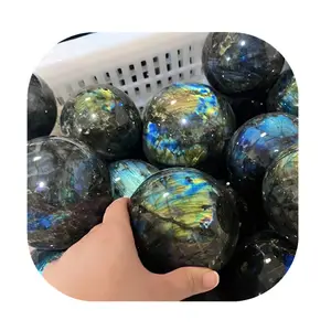 Natural High Quality Crystals Healing Stone Spheres Wholesale Blue Flash Labradorite Crystal Ball For Gift