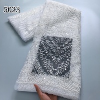 Dentelle africaine française blanche perlée de sequins 5023, tissu en maille haut de gamme, dentelle de luxe nigériane en gros pour robe de mariée