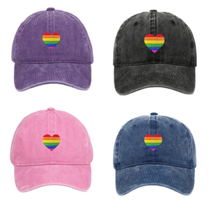 Nueva Llegada Gorra de Béisbol Unisex de Mezclilla Lavada con Bordado de Arcoíris, Gorra de Sol para Exteriores, de Moda, de 6 Paneles, Deportiva, con Hebilla Metálica Común - Product Image 1