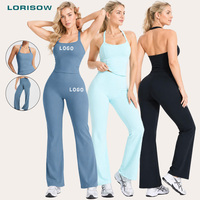 LORISOW Nouveaux ensembles de sport pour femmes : Gilet de sport, tenue de gym, ensembles d'entraînement, ensemble fitness (haut et leggings évasés taille haute)
