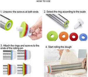 Rouleau à pâtisserie en silicone avec anneaux de réglage d'épaisseur - Product Image 2