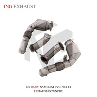 Sistem Knalpot Stainless Steel ING Downpipe untuk BMW X5m X6m F95 F96 LCI Dengan Pelindung Panas, Part Pipa Performa Otomotif
