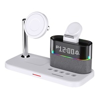 5-in-1 Magnetische Draadloze Stand Dock Oplader met Houder voor iPhone 15/14/13, LED Nachtlampje, Wekker, 15W Snelladen