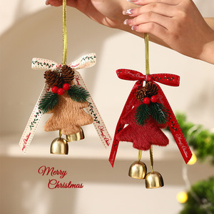 Christmas <b>bell</b> ornaments, Christmas decorations, door hangings, velvet bow ornaments, Christmas trees, pine cones, scene - Product Image 1