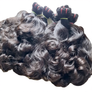 Cheveux humains bouclés et rebondissants, bruts, indiens/cambodgiens/vietnamiens, 30 pouces, 100% non-Remy, extensions à cordon, double trame, machine, toutes - Product Image 4