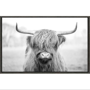 Bán Buôn Bò Chân Dung Đóng Khung Vải Tường Nghệ Thuật Sơn Phòng Thu Màu Xám Mộc Mạc Trang Trại Động Vật Nghệ Thuật Cho Tường - Product Image 2
