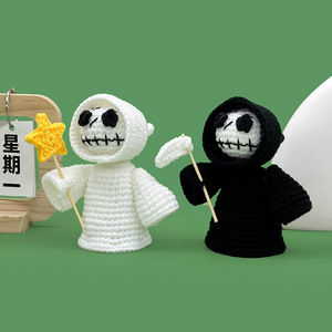 Jouet en peluche tricoté à la main en laine, cadeau d'Halloween : Fantôme, Imp, <span class=keywords><strong>Grim</strong></span> <span class=keywords><strong>Reaper</strong></span>, jouet en peluche émotionnel - Product Image 1