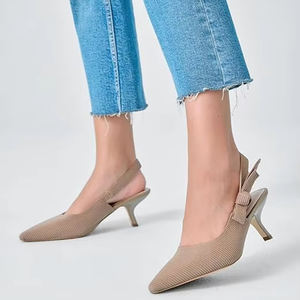 Escarpins Slingback Mode à Petits Talons avec Nœud en Maille et Bout Pointu Fermé, Grandes Tailles, Escarpins Colorés <span class=keywords><strong>Bleu</strong></span> <span class=keywords><strong>Marine</strong></span> pour Femmes - Product Image 6