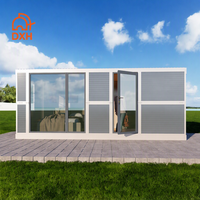 Maison conteneur modulaire pliable en acier de 20 pieds avec panneaux sandwich, véranda moderne mobile personnalisée en verre pour camping et villégiature extérieure