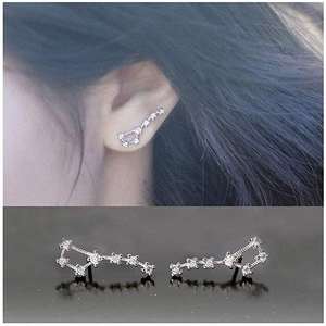 Boucles d'oreilles géométriques en or blanc E480 avec serti de zircon rond pour femmes, bijoux de mode de style classique - Product Image 3