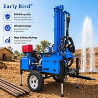 Foreuse à eau diesel portable sur roues pour puits profonds, machine de forage pour l'irrigation