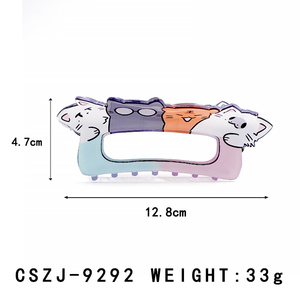 CANYUAN – Nouvelle collection de pinces à cheveux grandes pour filles, style japonais et coréen, motif chaton mignon, en acétate ajouré, colorées, avec logo personnalisé et bord ondulé - Product Image 2