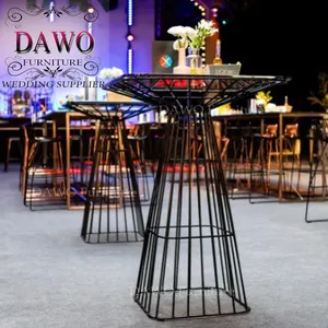 Dawo 婚礼家具现代玫瑰金高酒吧表