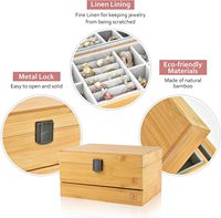 Boîtes à bijoux en bambou de luxe personnalisées, 3 étages, organisateur de bijoux, rangement, présentoir