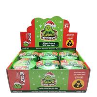 Série de Noël phosphorescente, Jouet à presser Grinch en fourrure ovale verte de 5,5 cm, Monstre mignon anti-stress, Boîte mystère à paillettes