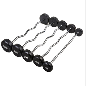 Équipement de fitness de haute qualité, équipement d'haltérophilie, haltère à tête ronde en caoutchouc, barre d'haltères incurvés - Product Image 1