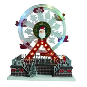 Caja de música de la rueda de la fortuna de Navidad iluminada con Led de varios colores parpadeantes personalizados - Product Image 1