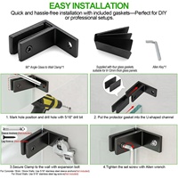 Support mural en acier inoxydable 316 noir mat à 90 degrés pour verre, robuste, pour clôture de piscine, compatible avec les verres de 8 à 12 mm