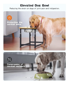 Bols pour chiens surélevés réglables en hauteur étagère de mangeoire avec vaisselle <span class=keywords><strong>amovible</strong></span> pour les grands animaux de compagnie de taille moyenne et petite confort alimentaire - Product Image 2