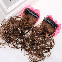 1 paire de pinces à cheveux pour filles, motif chat et fleur, colorées, avec perruque de poupée, barrettes à nœud, cheveux bouclés, queue de cheval mignonne pour enfants