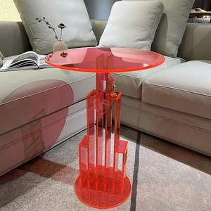 कॉफी कंसोल के लिए गर्म गुलाबी ऐक्रेलिक कैफे टेबल फर्नीचर सेट बेडसाइड वैलेंटाइन के दिन उपहार प्रदर्शन रैक - Product Image 1