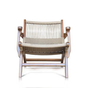 Chaise longue en bois de teck de style contemporain, avec un tressage en paracorde durable – idéale pour une relaxation élégante et confortable - Product Image 4